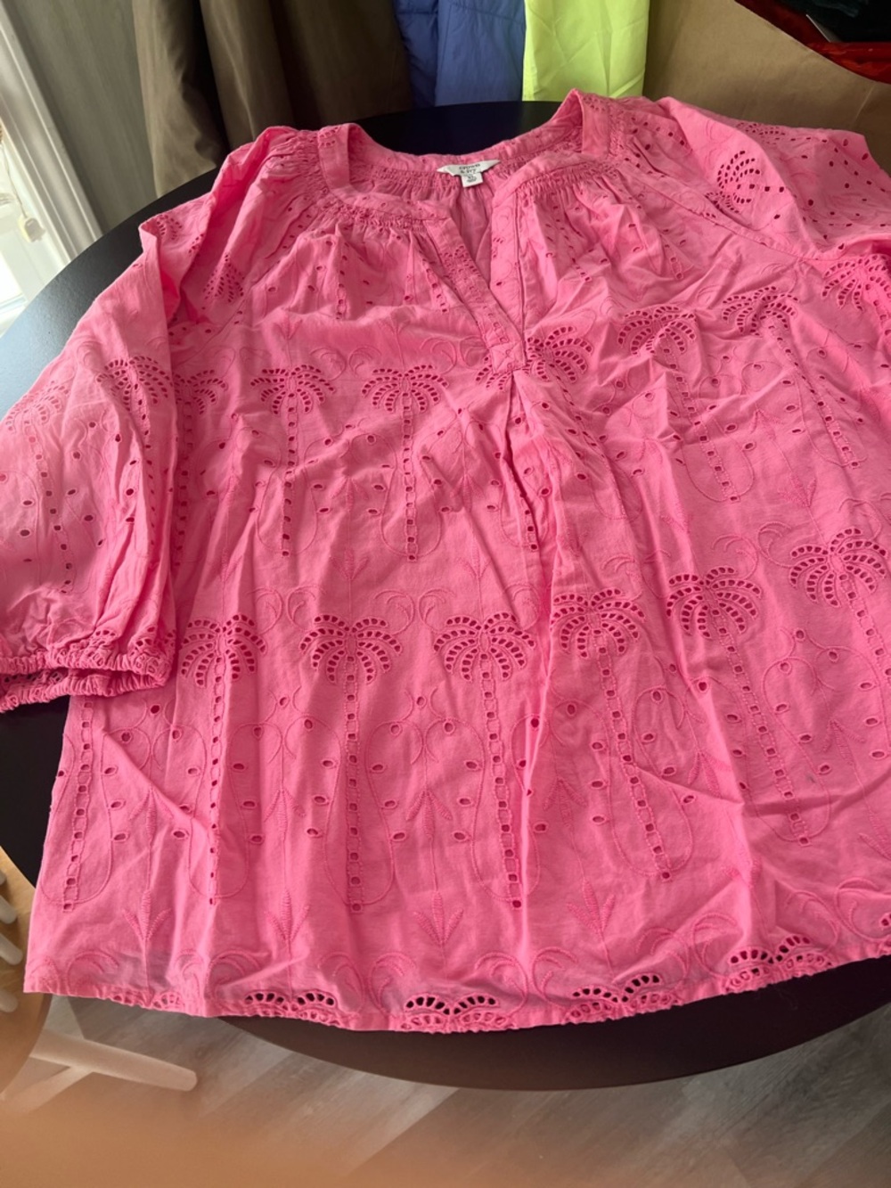 crown & ivy Pink Eyelet Cotton Tunic